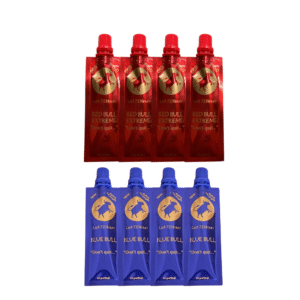 blue bull, red bull honey 4 pouches each.